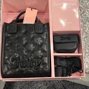 Juicy Couture Black Embossed Bag Set